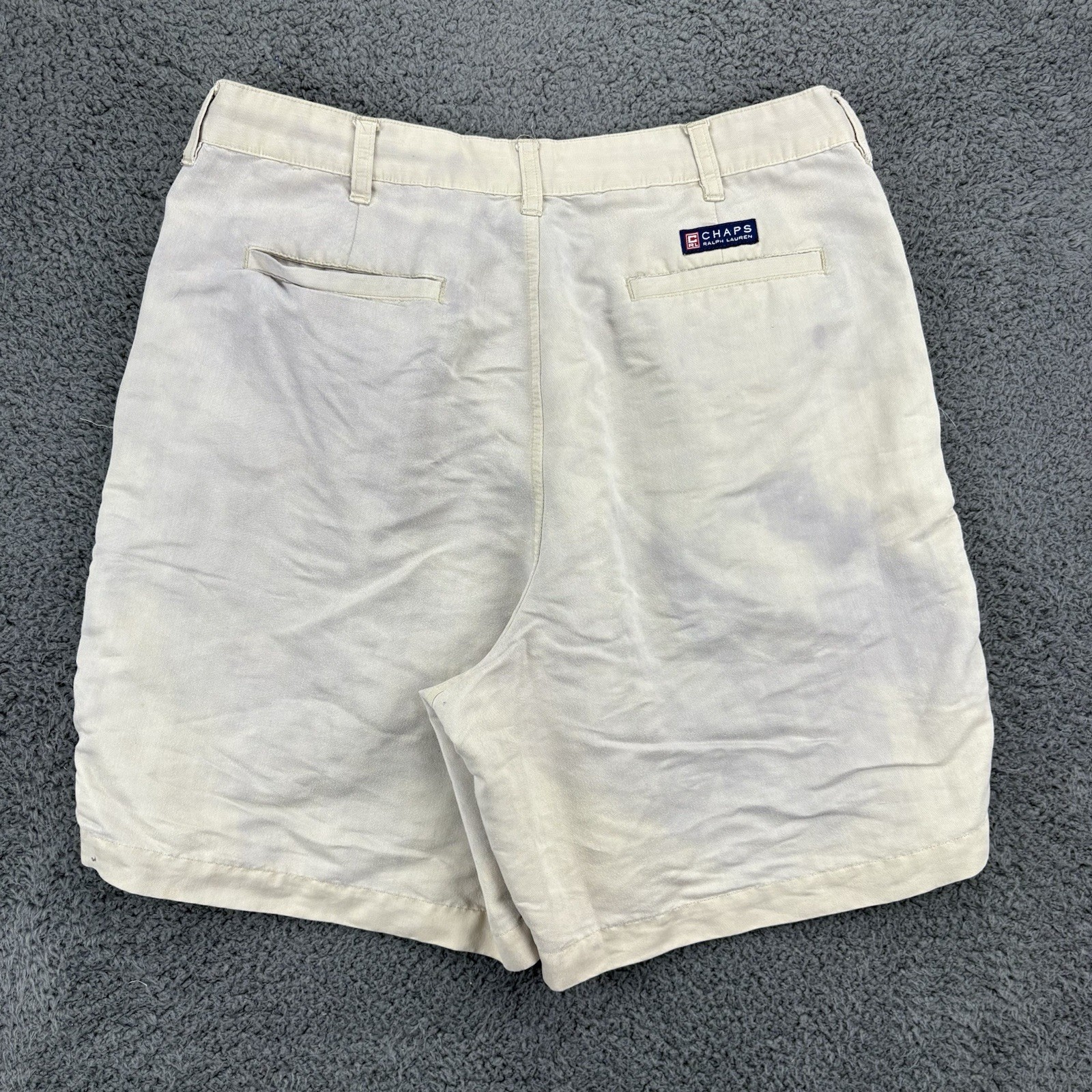 Vintage Chaps Ralph Lauren Shorts Men 34 (31x7) Poly Rayon Pleated Chino thumbnail 10
