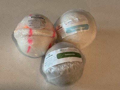 Set Of 3 Buff City Soap Bath Bombs- Commando, Island Nectar, Up To Snow Good