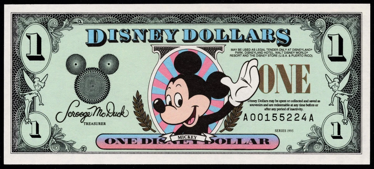 Disney dollar ディズニー　ドル　ミッキーマウス5枚セット Yahoo!オークション -「ディズニードル 1ドル」(ディズニー) の落札