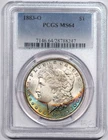 1883-O Morgan Dollars - PCGS MS-63 - Lovely Rainbow Toned