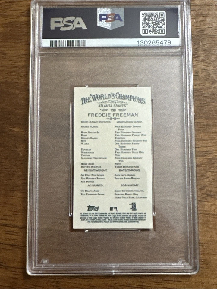 Freddie Freeman 2011 Topps Allen & Ginter Mini Rookie PSA 10 Atlanta Braves - Image 3 of 3