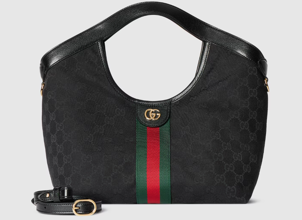 NEW GUCCI Giglio Black GG canvas Small Tote Bag 860845 Japan Authentic