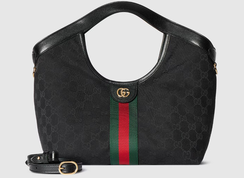 NEW GUCCI Giglio Black GG canvas Small Tote Bag 860845 Japan Authentic