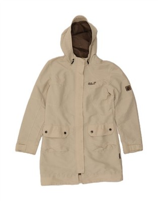 JACK WOLFSKIN Womens Hooded Windbreaker Coat UK 12/14 Medium Beige DG96