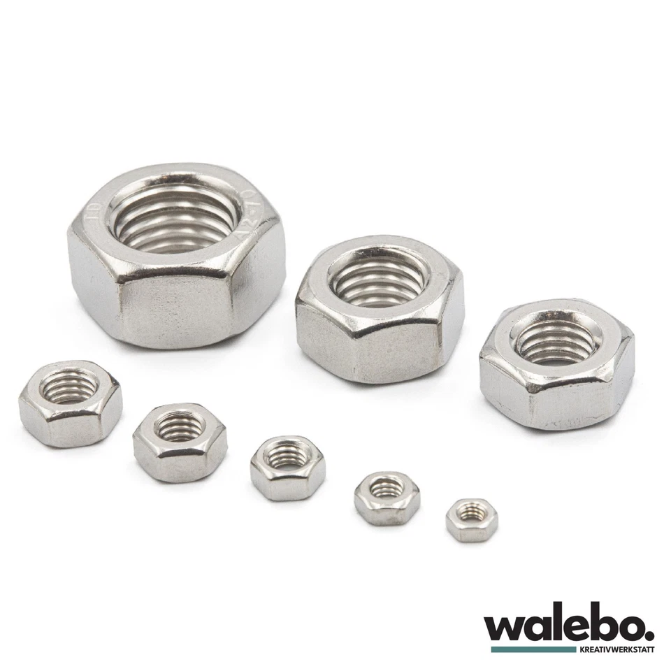 Edelstahl Sechskantmuttern DIN 934 A2 V2A M1,6- M6 M8 M10 M12 bis M45 Rostfrei - Bild 4 von 4