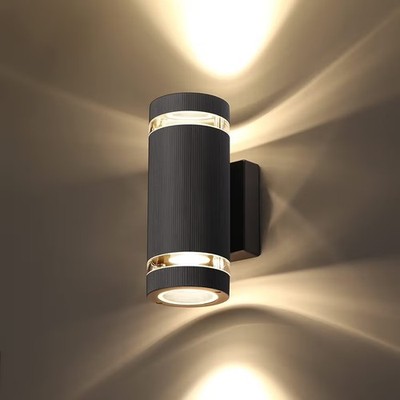 CELAVY Außen Wandleuchten Netzbetrieben Up Down IP65 Aluminium rund schwarz