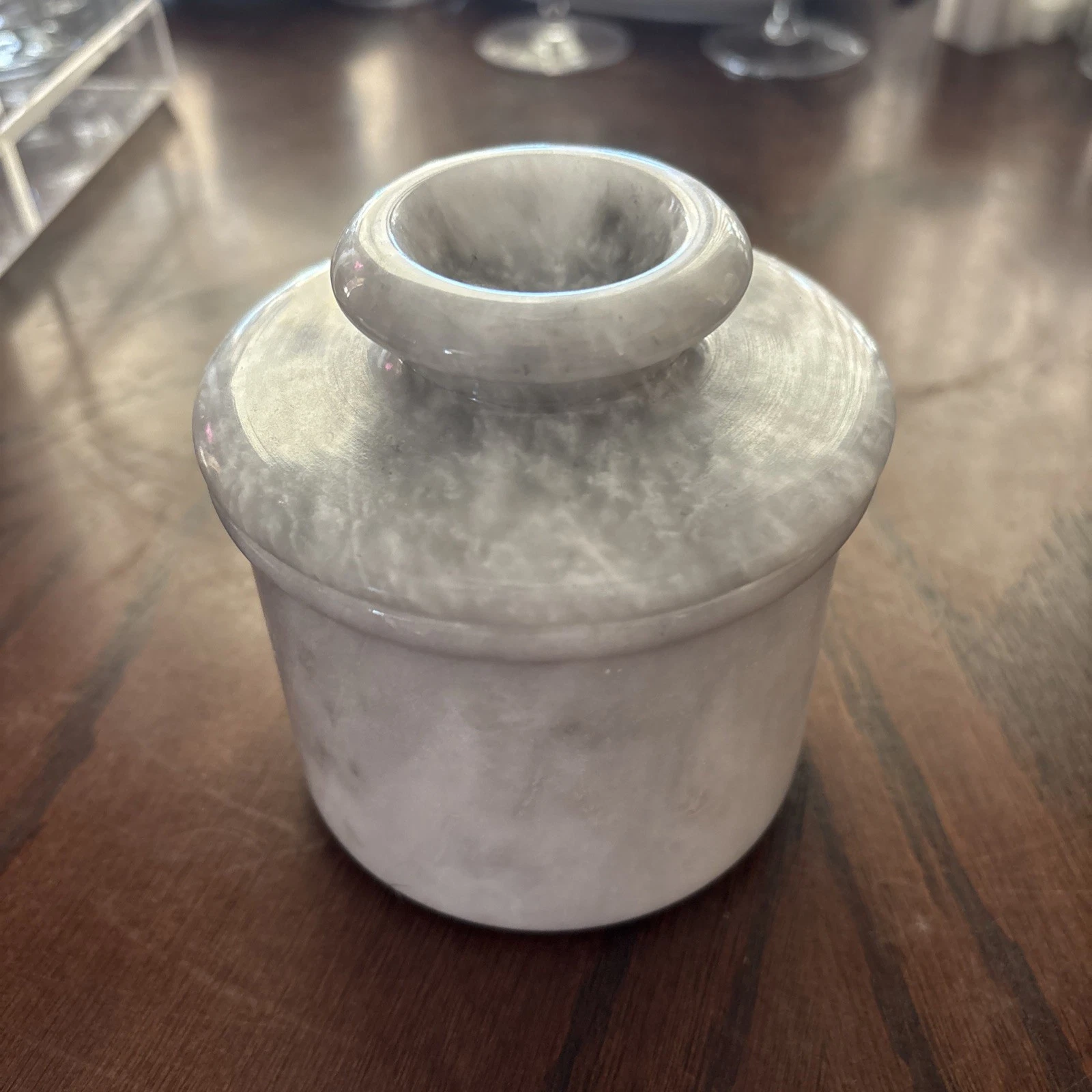 Marble Butter Bell Stone Crock Butter Keeper 4.25” Tall Inches with Lid