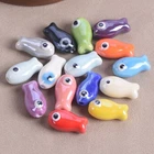 10pcs 19x10mm fish shape handmade glazed ceramic porcelain loose beads