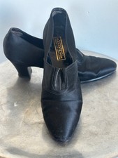1920s Black Satin Heals Hanan  Son NYC Historic Antique Shoes Rare - Small