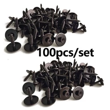 100PCS Car Body Fender Metal Screws Bumper Moulding Retainer Clips Bolts 7mm Hex