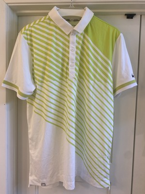 MENS NIKEGOLF SPORT DRI FIT WHITE/GREEN POLO GOLF SHIRT SIZE LARE 585810-102