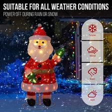 3.3FT Santa Claus with Waving Hand Light for Outdoor Christmas Holiday Decor