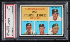 1961 Topps League Leaders Ernie Broglio Warren Spahn Vern Law PSA 7.5 HOF 2jq