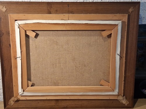 Original Oil Painting “Church Landscape” – Signed A. Sloore – Vintage Frame - Afbeelding 5 van 5