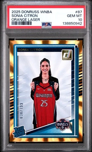 2025 PANINI DONRUSS WNBA ORANGE LASER #87 SONIA CITRON 38/199 PSA 10