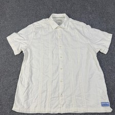 Scotch Soda Shirt Mens XL White Linen Short Sleeve Button Up Pintuck Casual