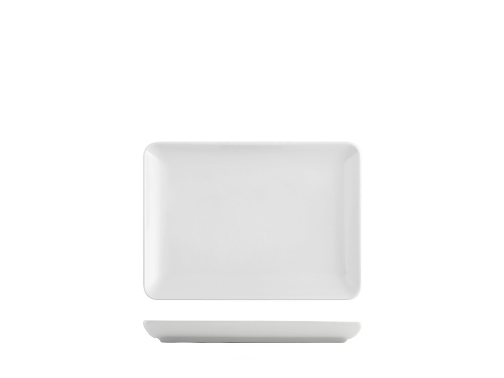 H&H 6 Rectangular Plates Pearl in White Porcelain 17x23 cm