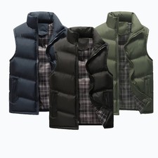 Herren Steppweste Weste Bodywarmer Übergangs Basic Ärmellos Zip Unifarben