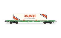 Jouef H0 HJ6277 Tragwagen S63 + Container 3 Suisses, Sncf, Ep.Iv-V, Ovp, Neu