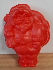Vintage 1988 Christmas Jell-O Mold Santa Holiday Red Plastic 10.5"×8"×3"