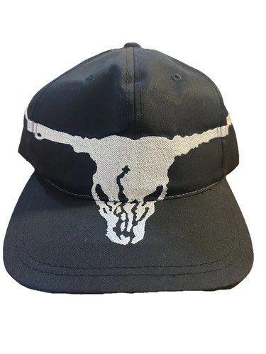 Brooks & Dunn Big Longhorn Skull Black Baseball Hat Cap Rare Aop Cow Skull 90s