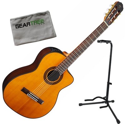 Takamine GC5CE G Series Acoustic-Electric Classical Guitar, Natural w/ Cloth and