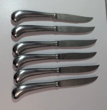 Leonard Old Rockport Pistol Grip Stainless Steel Handle Steak Knife Set of 6