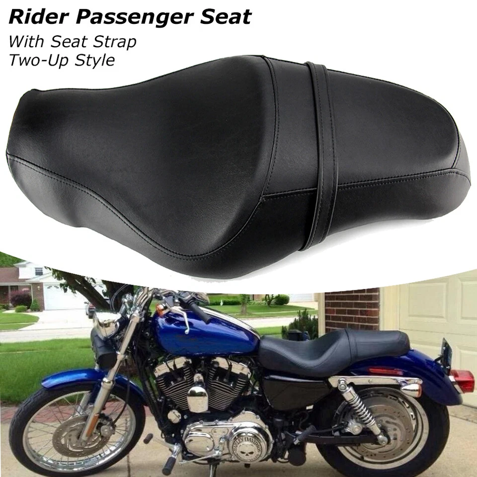 Asiento de cuero para conductor y pasajero trasero para Harley Sportster XL 883 1200 48 Foto 3 de 4