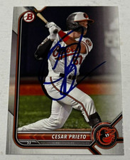 CESAR PRIETO SIGNED 2022 BOWMAN DRAFT PROSPECT BASEBALL CARD AUTO