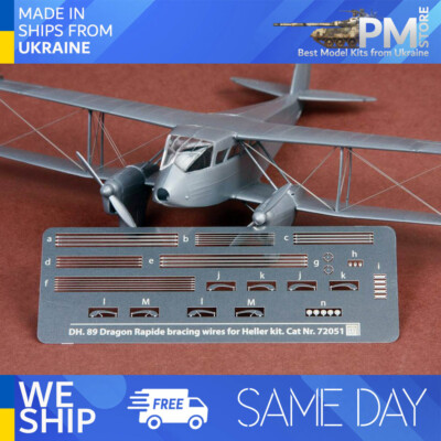 SBS 72051 1/72 DH-89 Dragon Rapide rigging wire set for Heller kit Photo-Etched