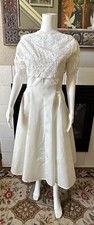 VTG White Taffeta W/ Lace Top Wedding Dress Handmade Bust 34 Waist 28