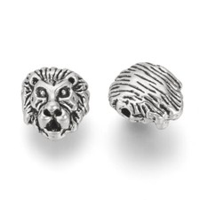 Tibetan Silver Spacer Beads Lion Head 13mm x 11mm 10pcs SPB14