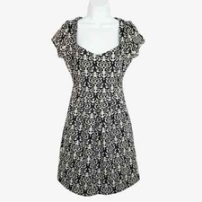 Anthropologie deletta caledonia black ivory damask printed sweater dress XS