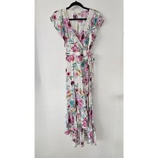 Lovestitch Make It A Marg Wrap Dress Floral Hi Low Maxi SzS Ruffle