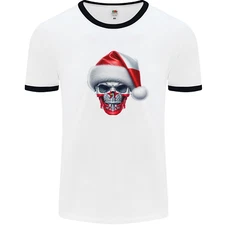 Poland Christmas Skull Xmas Polish Biker Flag Mens Ringer T-Shirt