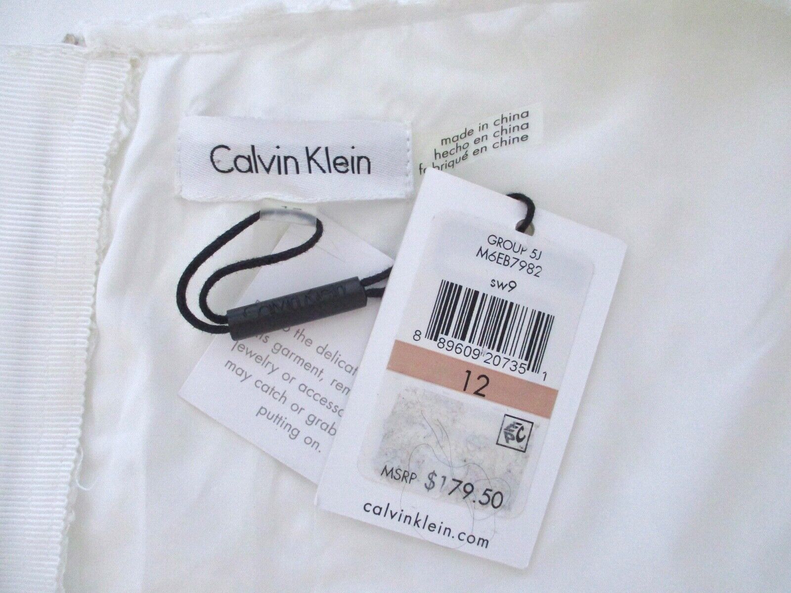 NWT $180 Calvin Klein white floral eyelet lace fit flare dress narrow belt  12 | eBay