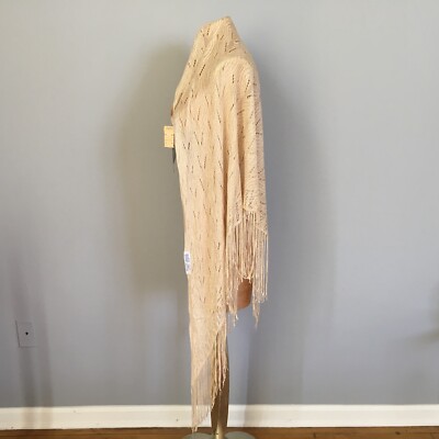 VTG 60s Specialty House Fashion Japan Tan Gold Metallic SHAWL WRAP