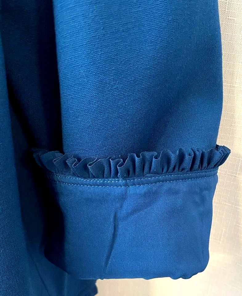 Chaqueta Chico's 3 Azul Abierto Frontal Volantes Dobladillo US XL/16 NUEVA CON ETIQUETAS PRECIO DE VENTA SUGERIDO POR EL FABRICANTE $119 Foto 4 de 4