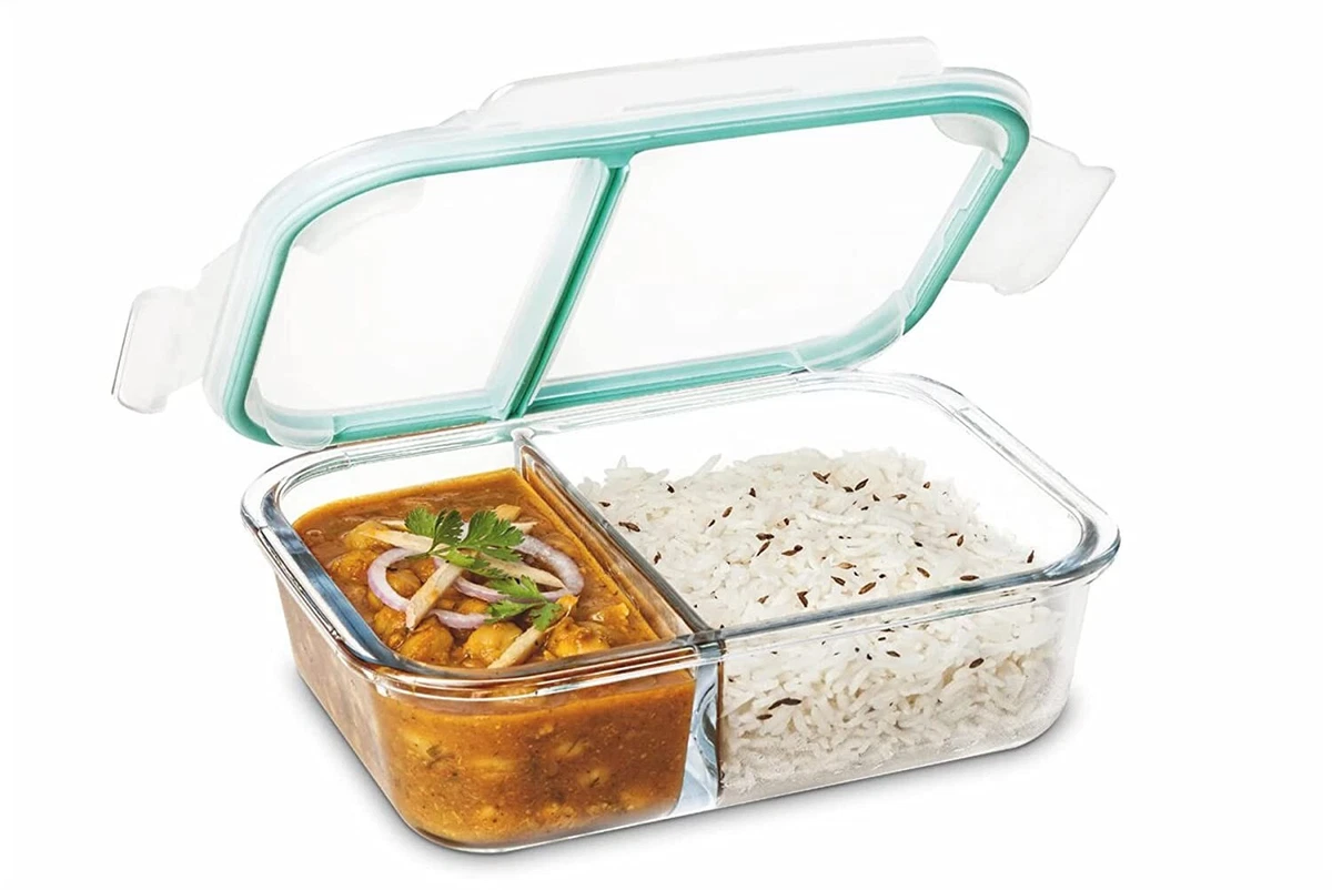 Microwave Safe Office Two Compartment Lunch Box Set Safety Lock Airtight  Tiffin