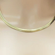 18K Yellow White Gold Over Silver Reversible Omega Necklace (Solid Links) 18"