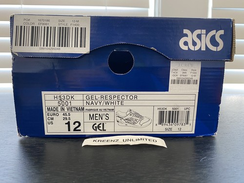 J Crew x Asics Limited Edition Collabo Gel Respector in Navy White Colorway - 12 - Picture 2 of 6