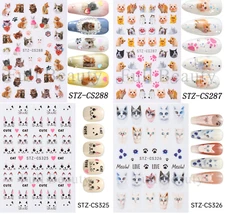 Cat Kitten Meow Animal Print Nail Stickers Decals Decoration Waterproof DIY NS53