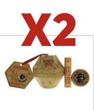 Burts Bees Beeswax 3 Item Set-Lip Balm Hand Salve Metal Ornament New 2 Pack 