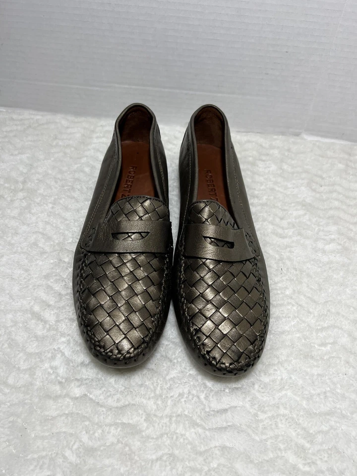 ROBERT ZUR Petra True Glove Mocasines Tejidos Gris Metálico Mocasín Mujer 10.5 AA Foto 3 de 4
