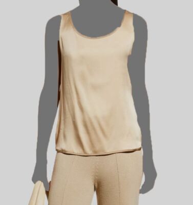 $220 Max Mara Leisure Women's Beige Silk Blend Pan Tank Top Size 6