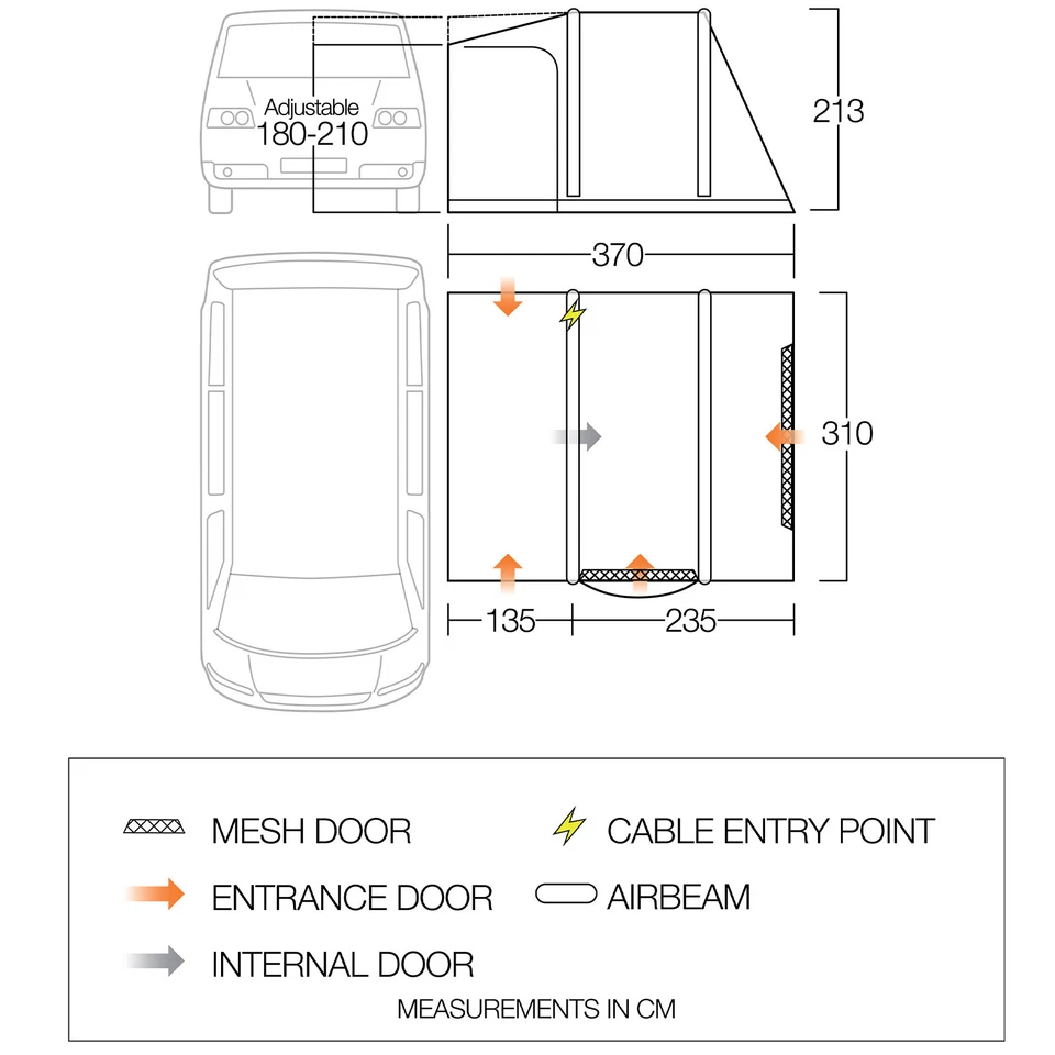 VANGO Bus Vorzelt Kela Pro Air Low Camping Zelt Luftzelt Van Airbeam Aufblasbar - Bild 2 von 4