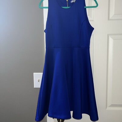 Milly for Design Nation Sapphire Blue Fit'n Flare Scuba Skater Dress Size  10