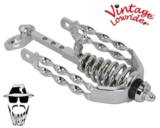 ORIGINAL F&R Vintage Lowrider Chrome Double Flat Twisted Suspension Fork Slammer