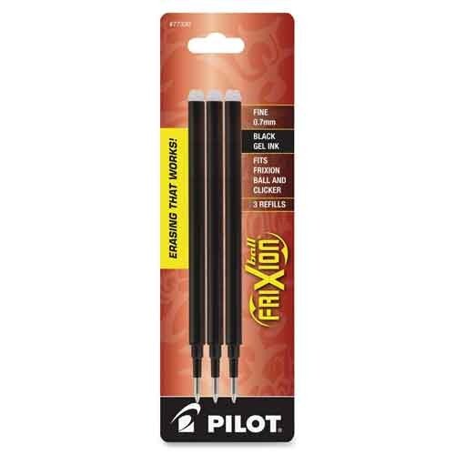 Pilot Frixion Gel Ball Point Pen Ink Refill 0.7mm Fine Erasable 3/Pk Black Ink