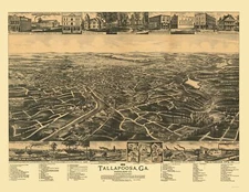 Historic Panoramic View - Tallapoosa Georgia - Norris 1892 - 23 x 29.69